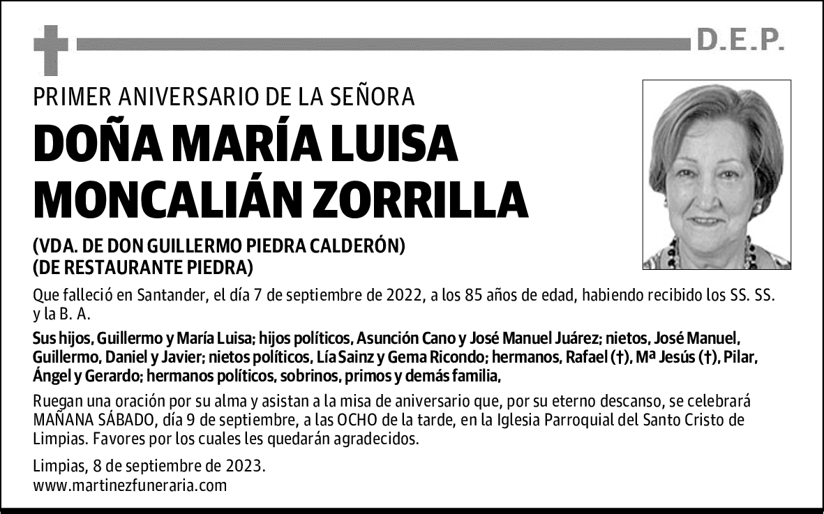 DOÑA MARÍA LUISA MONCALIÁN ZORRILLA