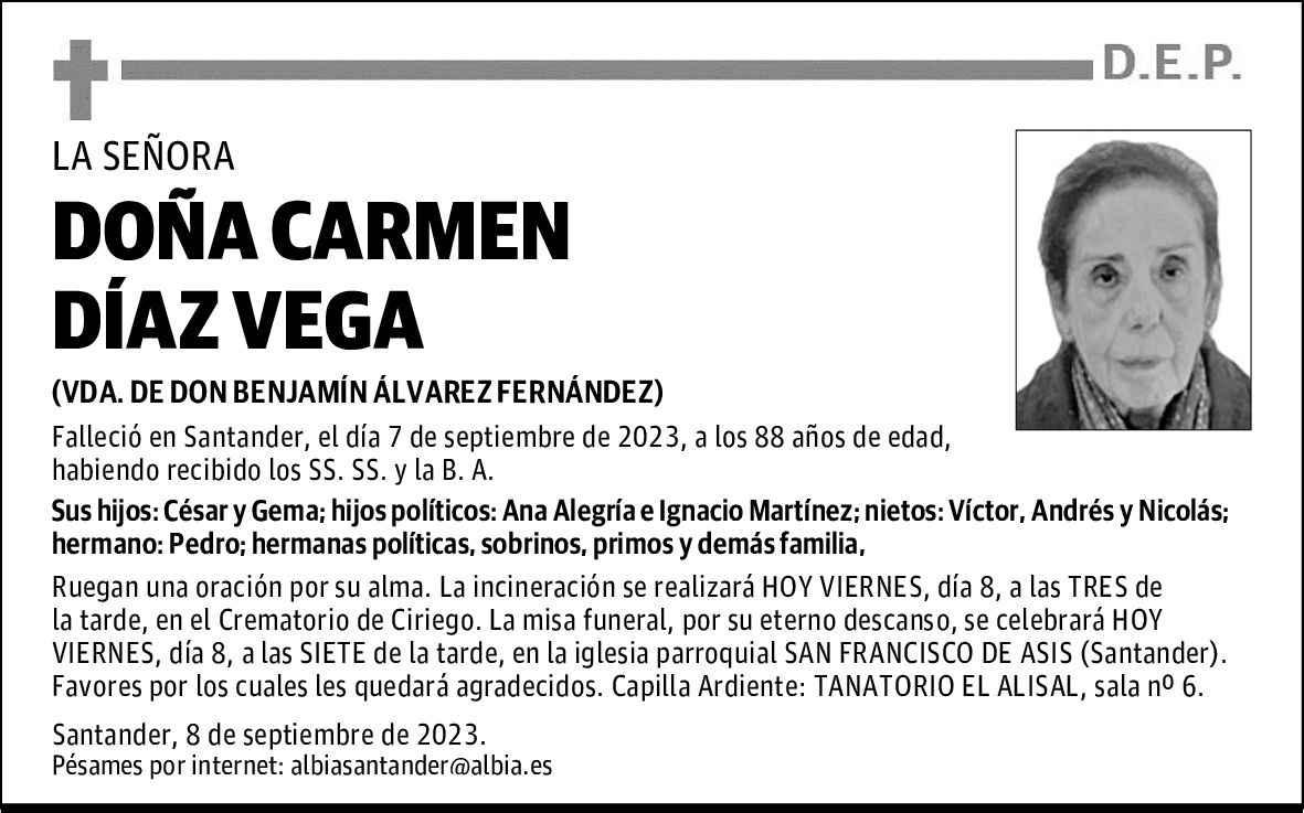 DOÑA CARMEN DÍAZ VEGA