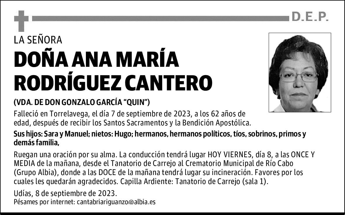 DOÑA ANA MARÍA RODRÍGUEZ CANTERO