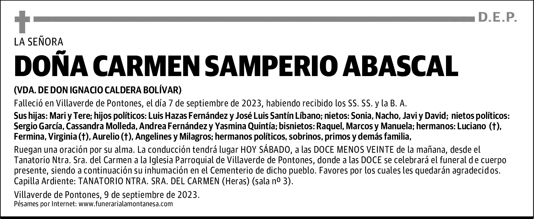 DOÑA CARMEN SAMPERIO ABASCAL