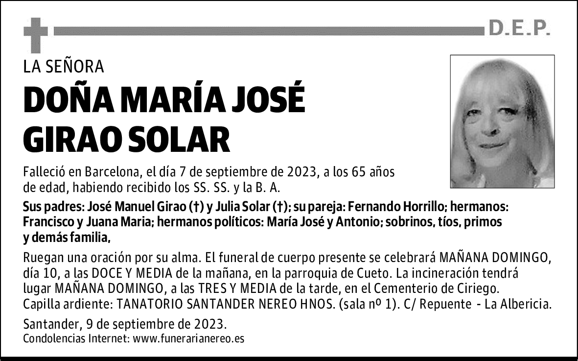 DOÑA MARÍA JOSÉ GIRAO SOLAR