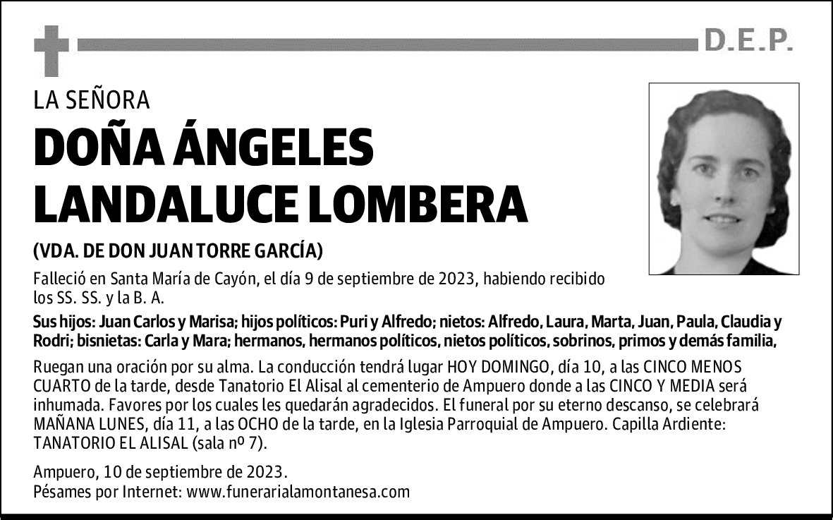 DOÑA ÁNGELES LANDALUCE LOMBERA