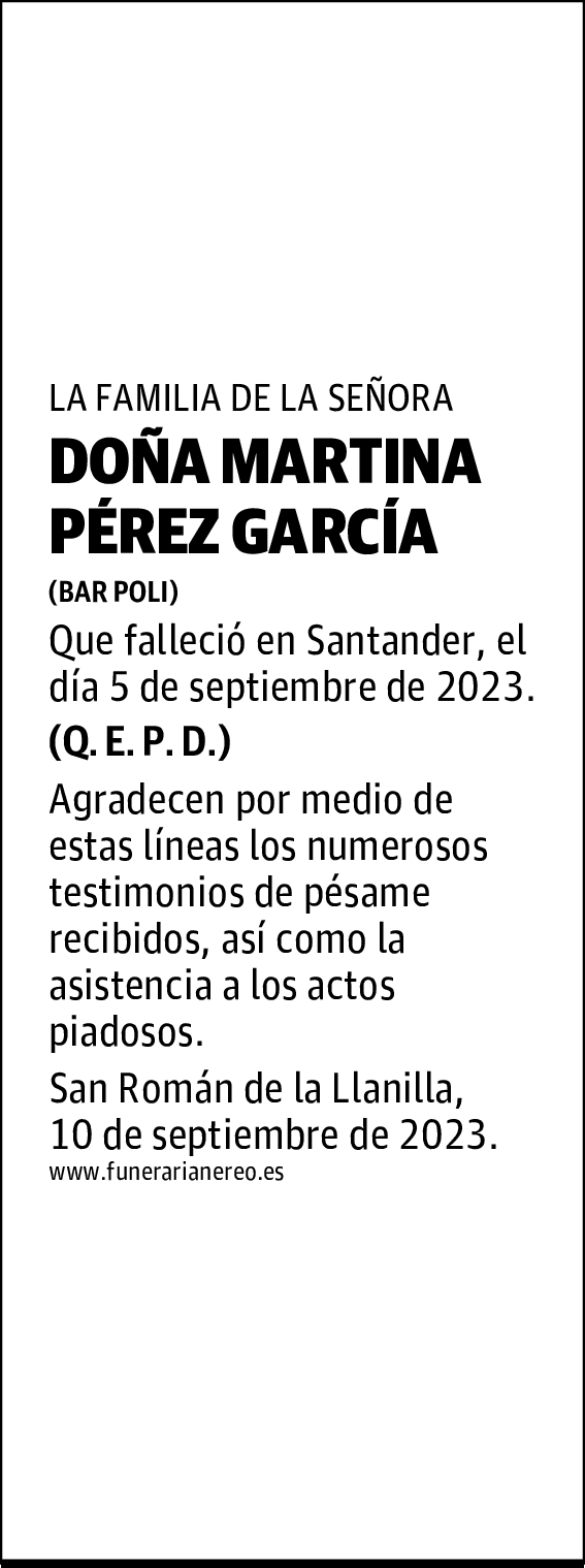 DOÑA MARTINA PÉREZ GARCÍA