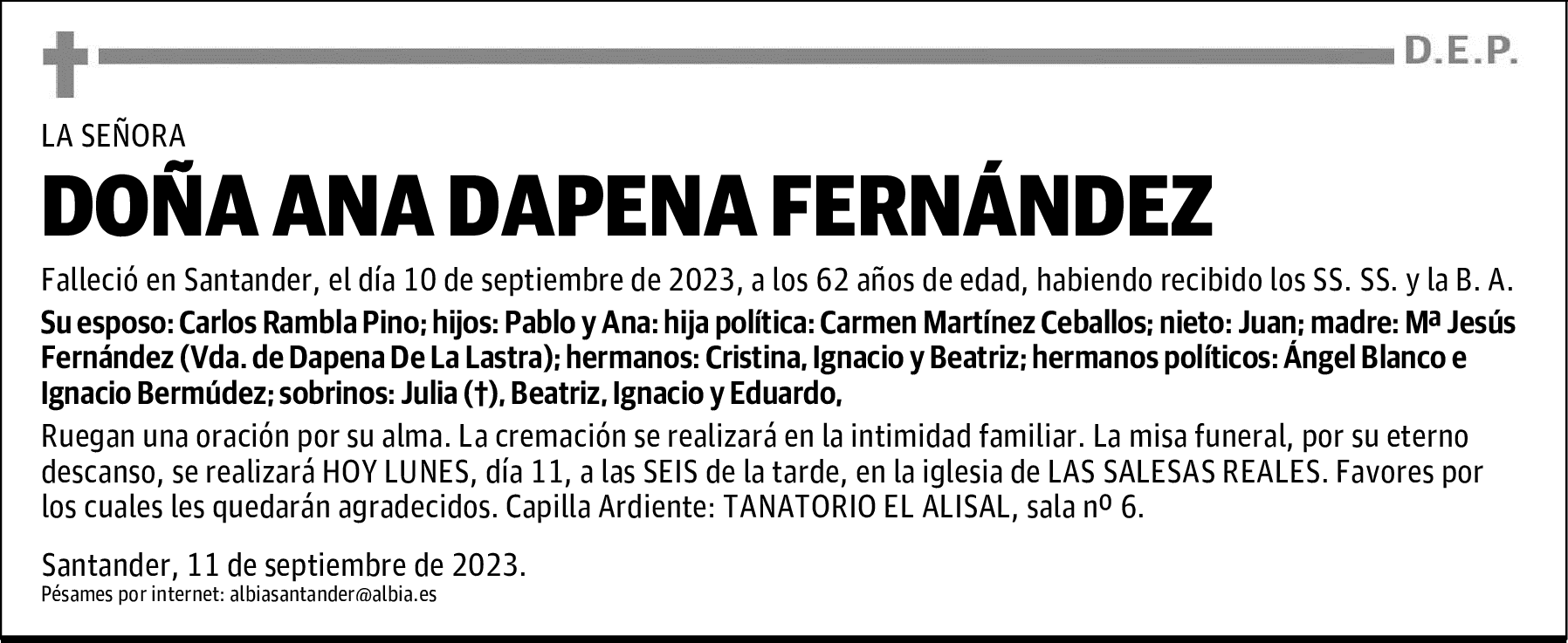 DOÑA ANA DAPENA FERNÁNDEZ
