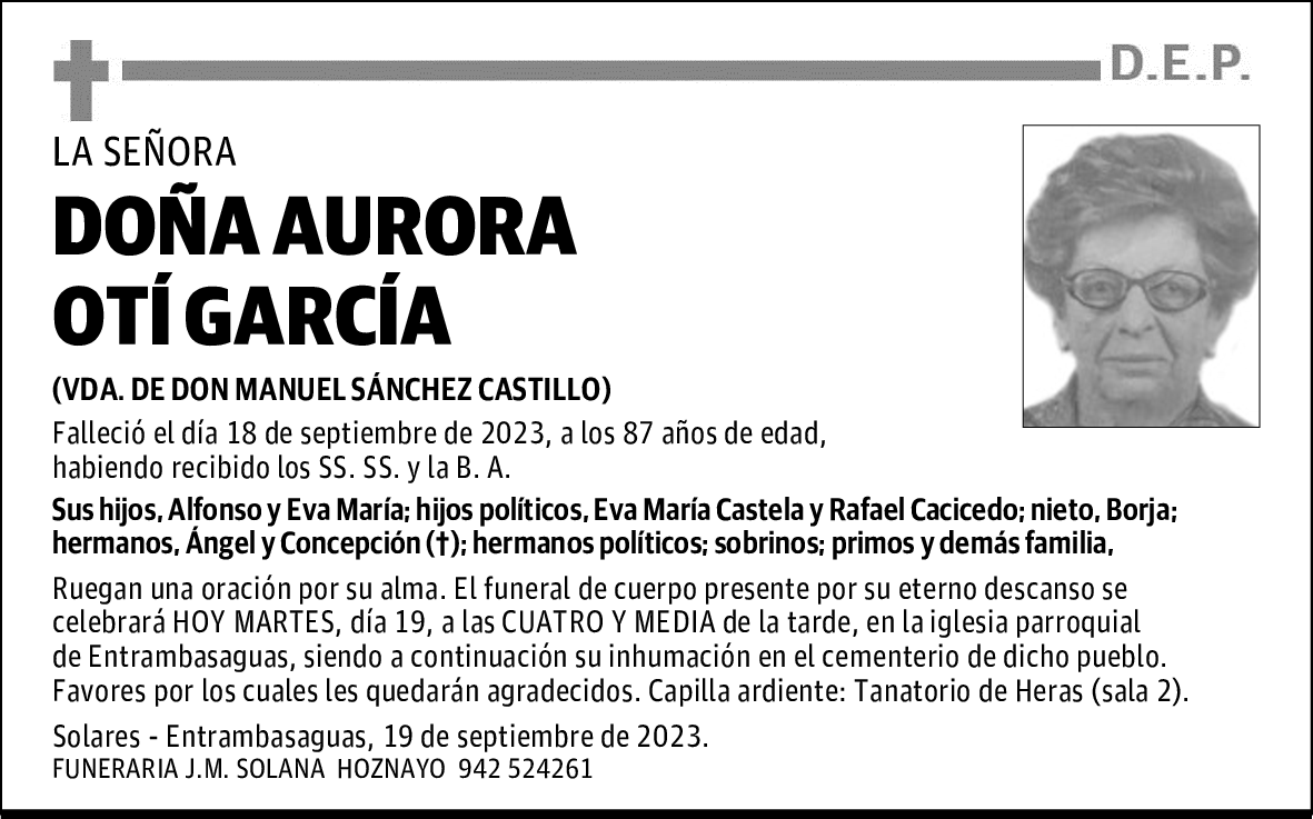 DOÑA AURORA OTÍ GARCÍA