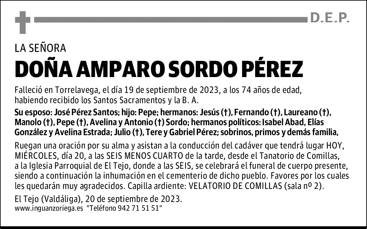 DOÑA AMPARO SORDO PÉREZ
