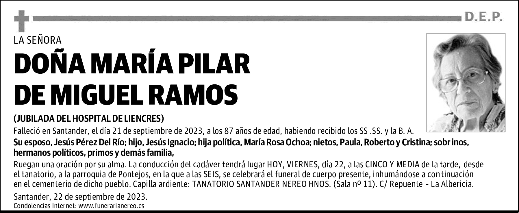 DOÑA MARÍA PILAR DE MIGUEL RAMOS