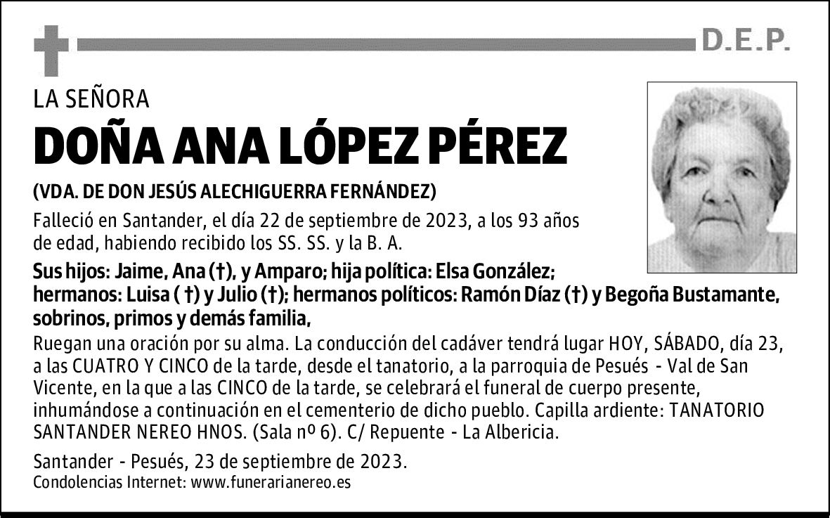 DOÑA ANA LÓPEZ PÉREZ