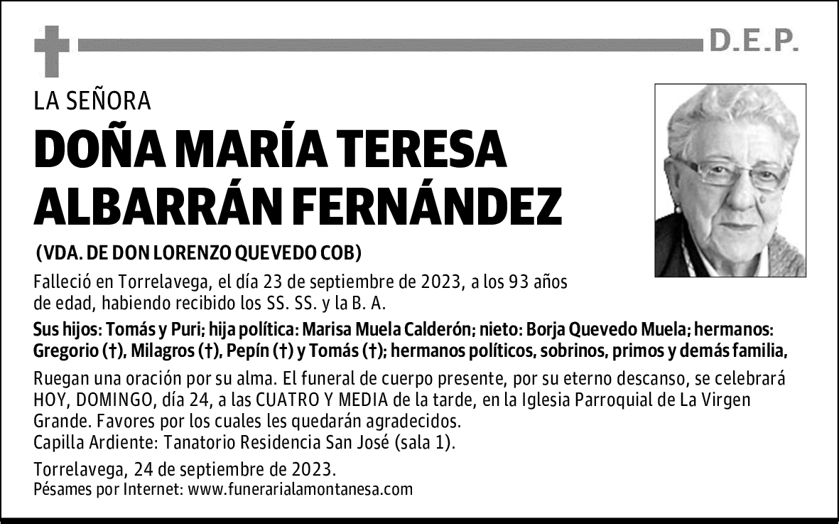 DOÑA MARÍA TERESA ALBARRÁN FERNÁNDEZ