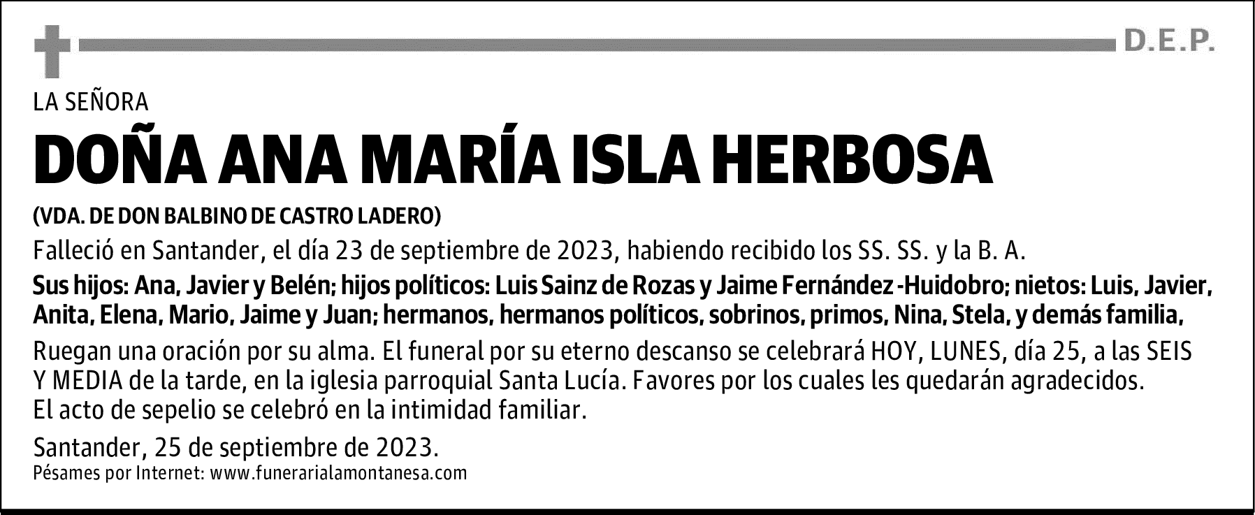 DOÑA ANA MARÍA ISLA HERBOSA