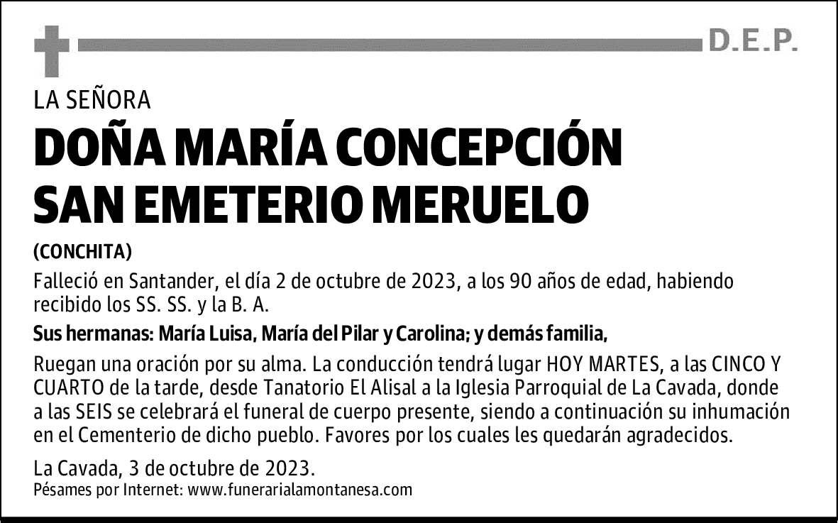 DOÑA MARÍA CONCEPCIÓN SAN EMETERIO MERUELO