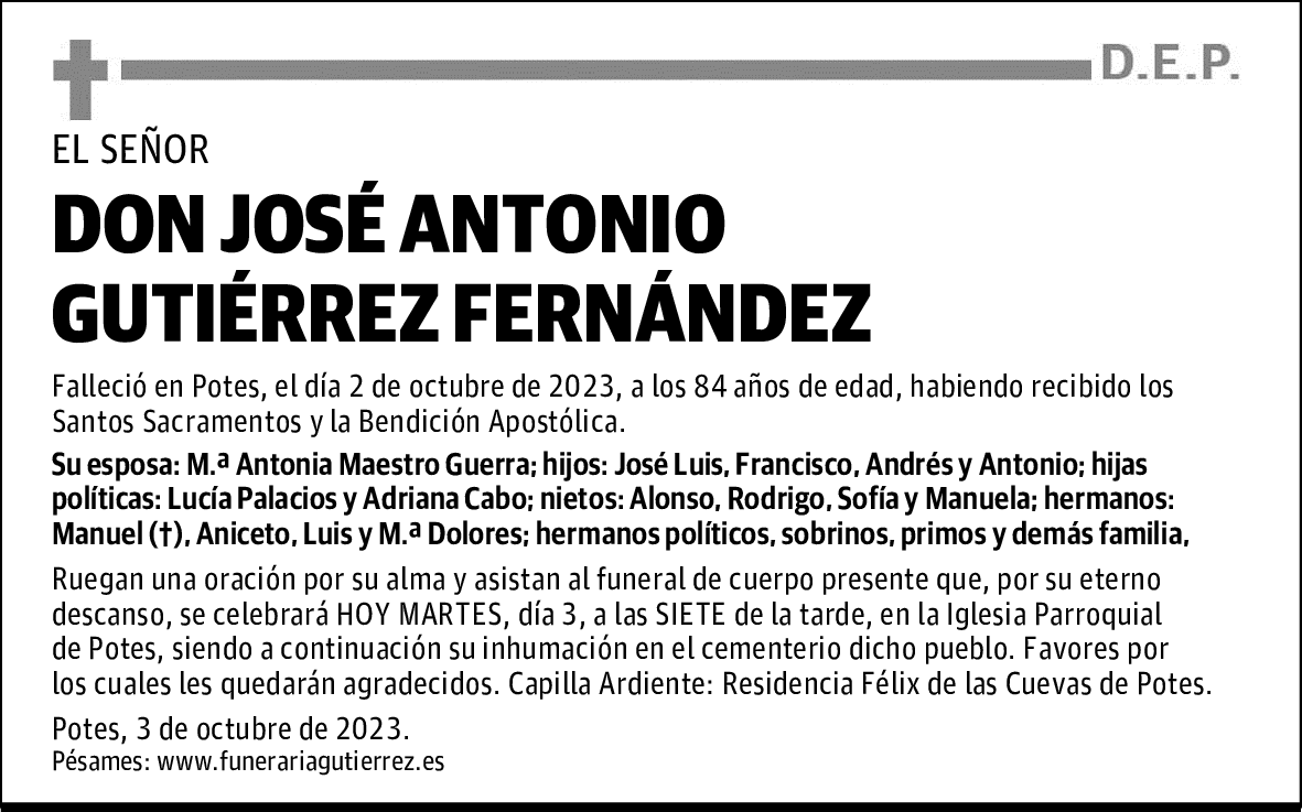 DON JOSÉ ANTONIO GUTIÉRREZ FERNÁNDEZ