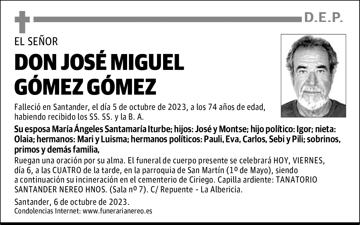 DON JOSÉ MIGUEL GÓMEZ GÓMEZ
