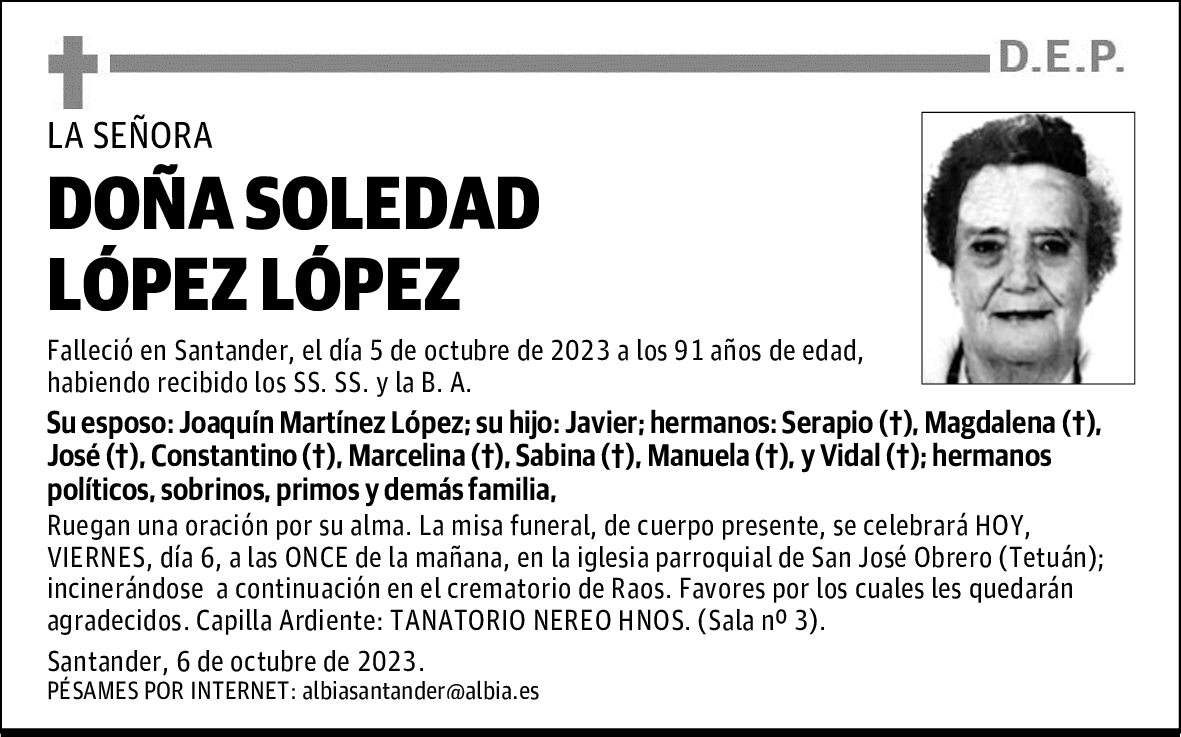 DOÑA SOLEDAD LÓPEZ LÓPEZ
