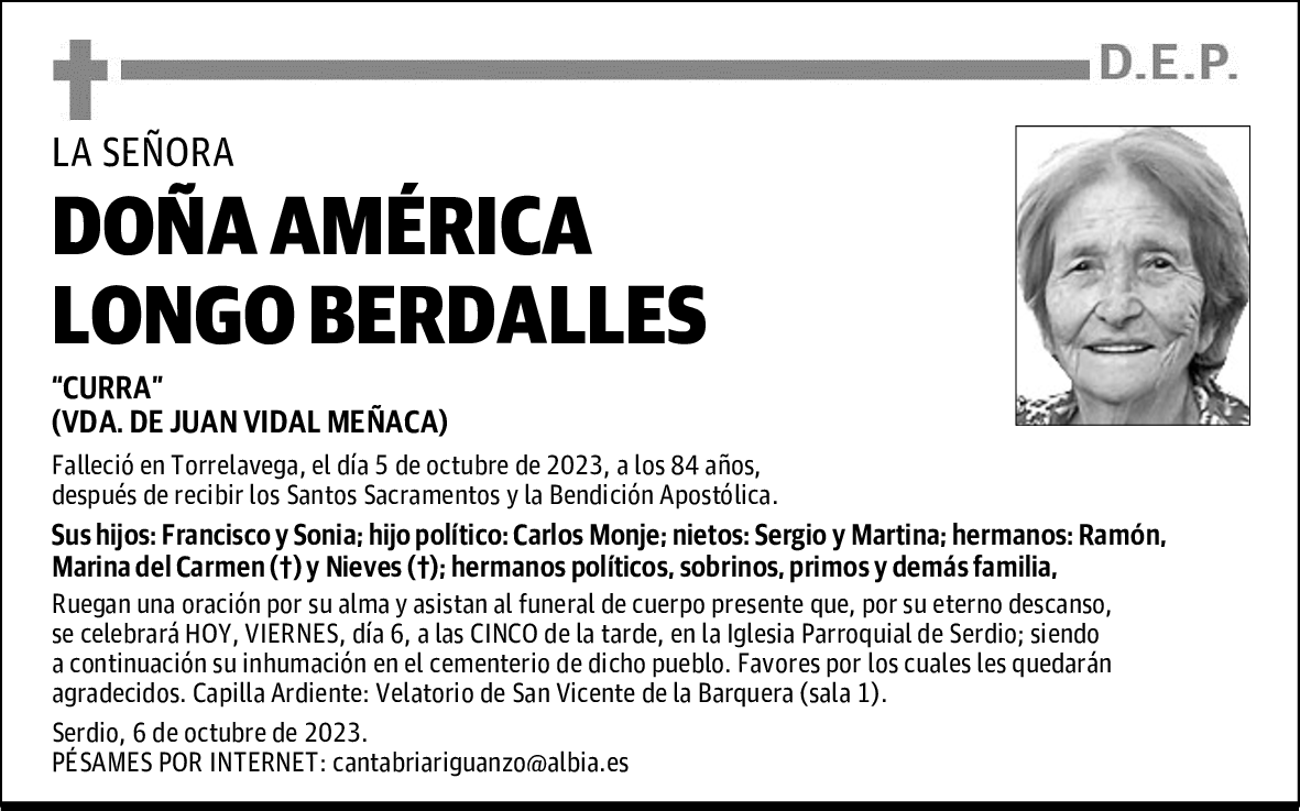 DOÑA AMÉRICA LONGO BERDALLES