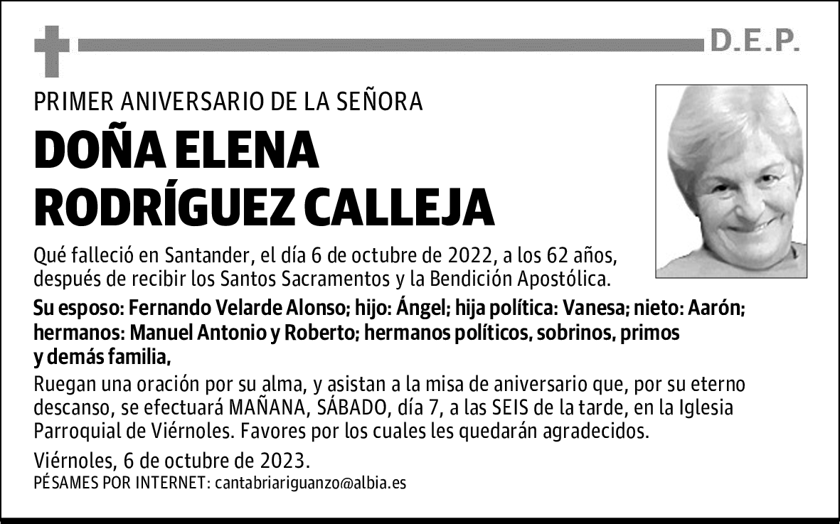 DOÑA ELENA RODRÍGUEZ CALLEJA