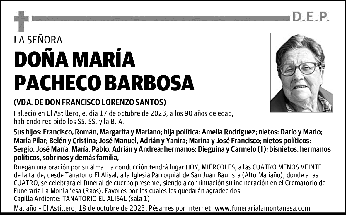 DOÑA MARÍA PACHECO BARBOSA