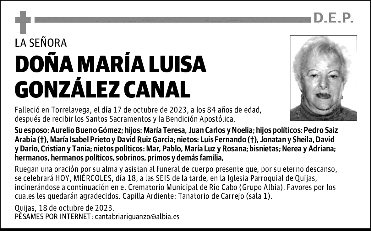 DOÑA MARÍA LUISA GONZÁLEZ CANAL