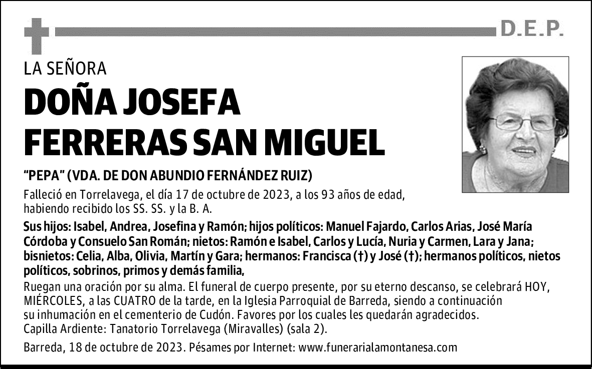 DOÑA JOSEFA FERRERAS SAN MIGUEL