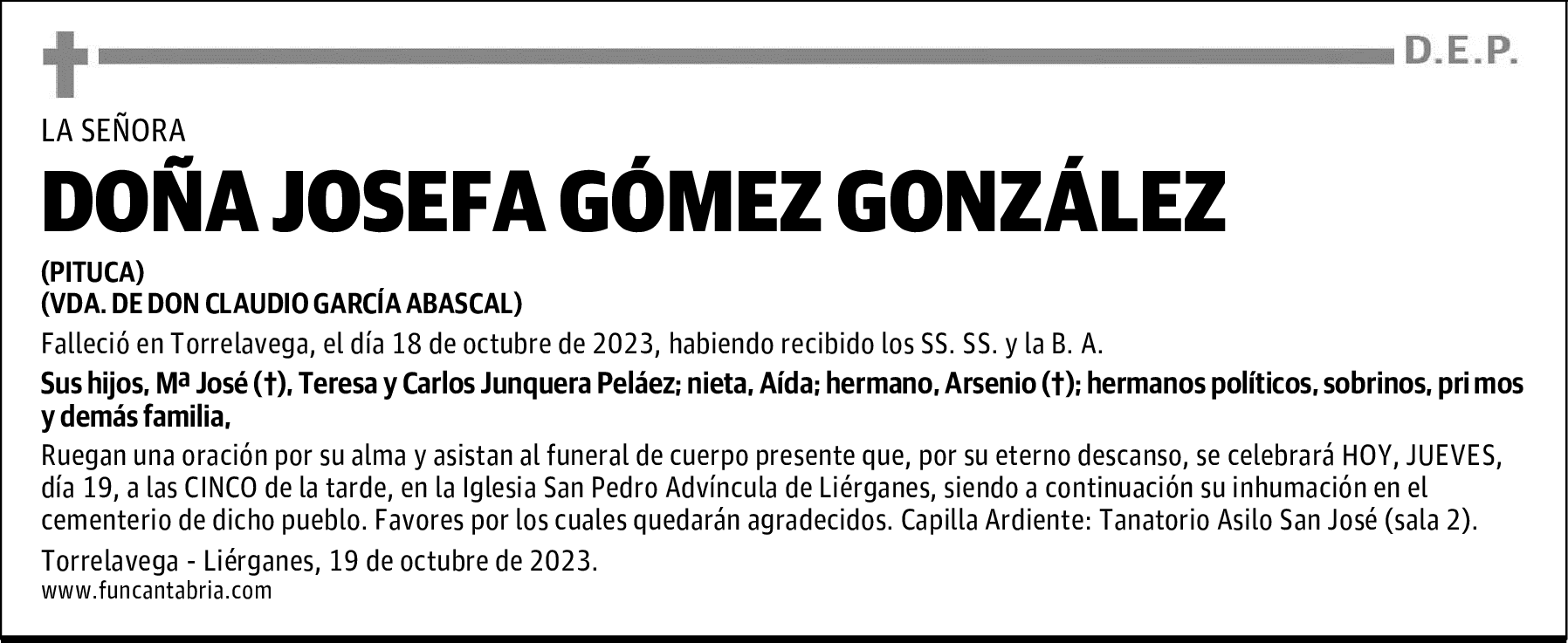 DOÑA JOSEFA GÓMEZ GONZÁLEZ