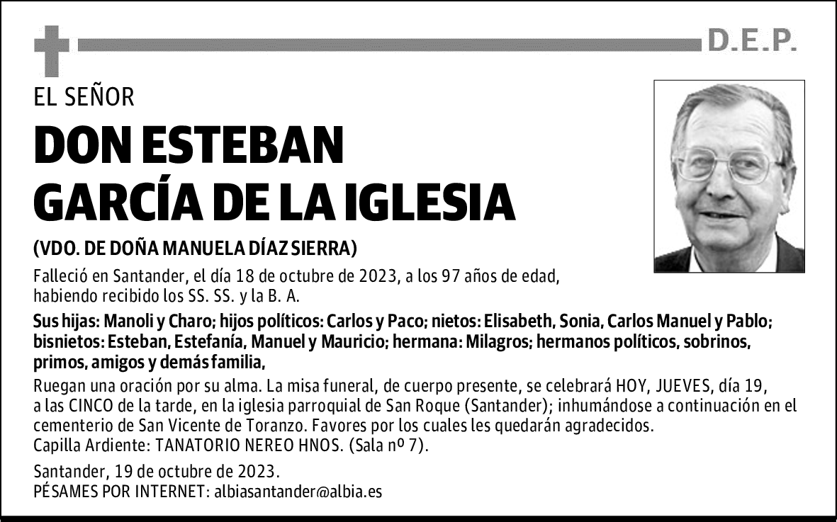 DON ESTEBAN GARCÍA DE LA IGLESIA