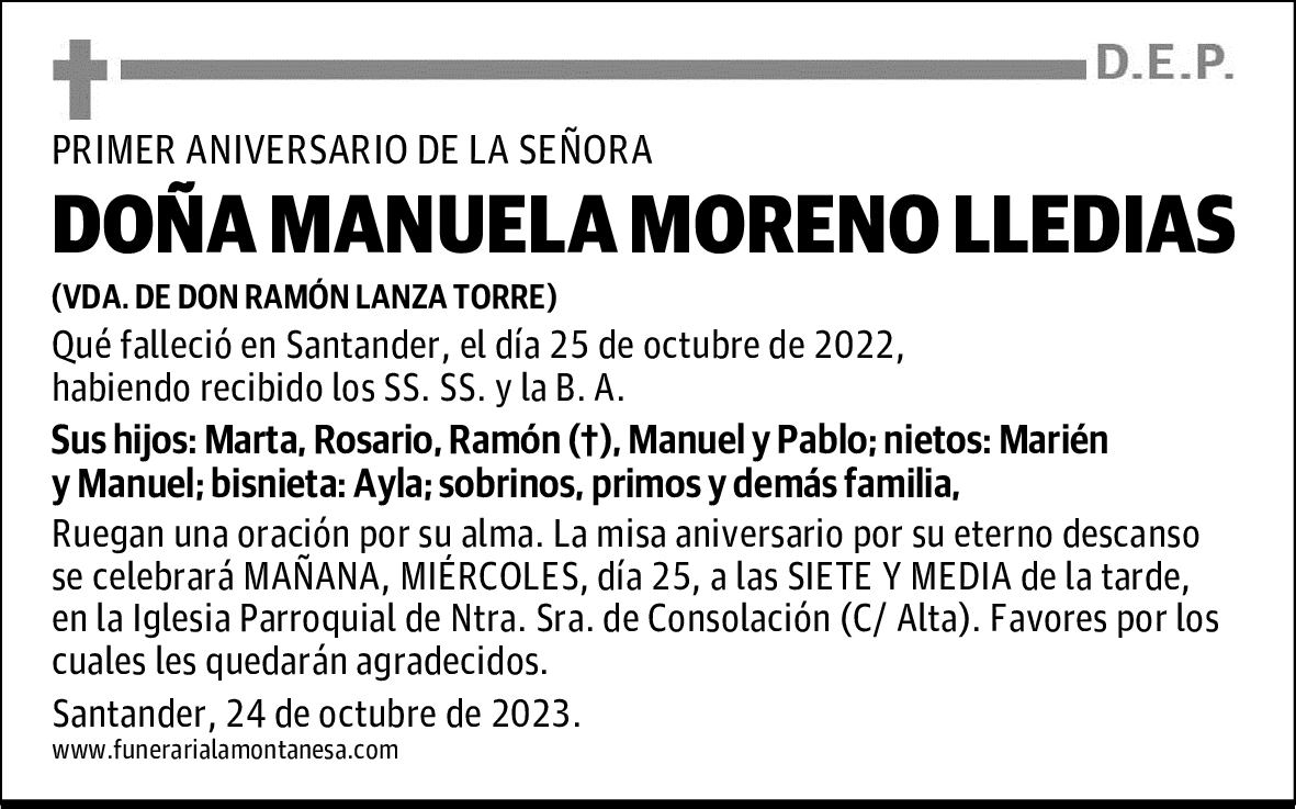 DOÑA MANUELA MORENO LLEDIAS