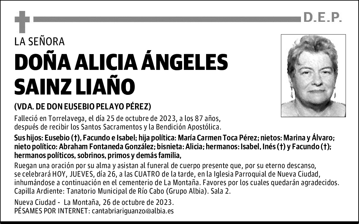 DOÑA ALICIA ÁNGELES SAINZ LIAÑO