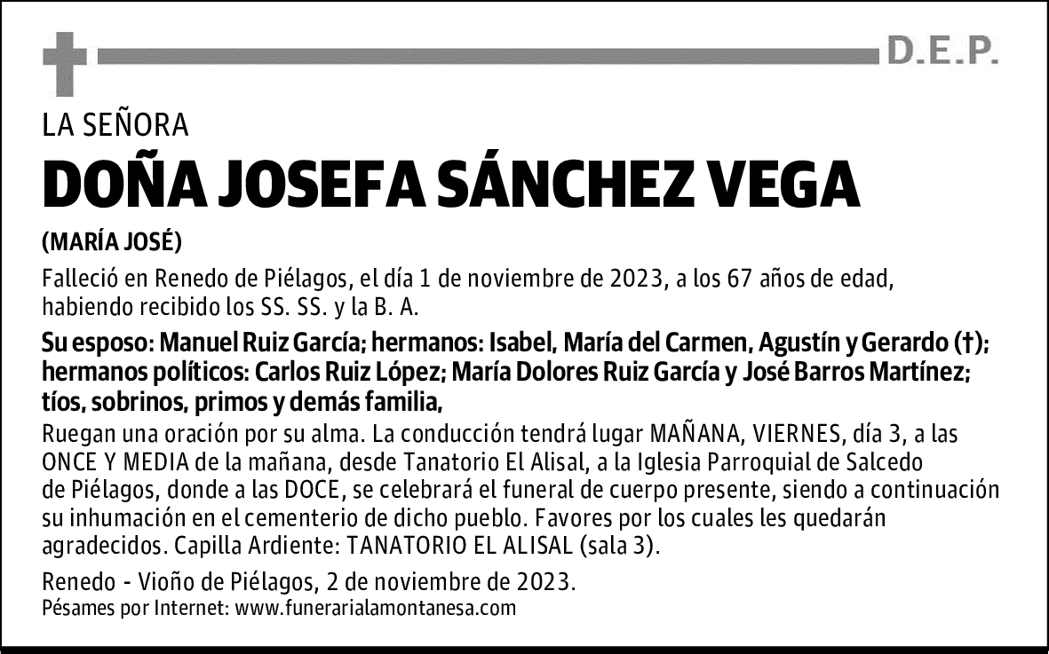 DOÑA JOSEFA SÁNCHEZ VEGA