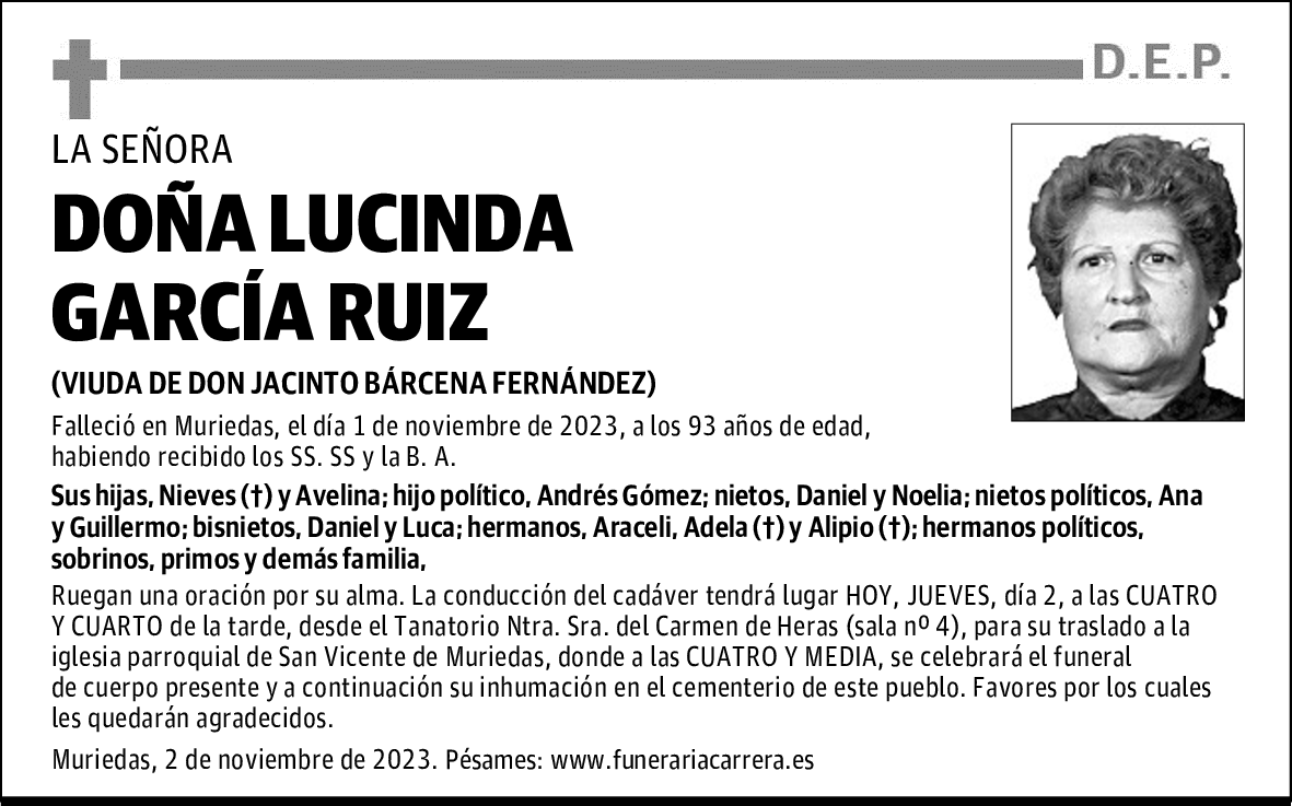 DOÑA LUCINDA GARCÍA RUIZ
