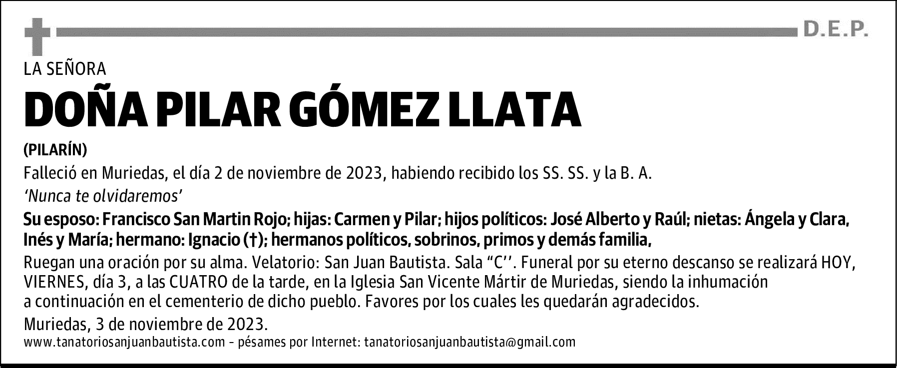 DOÑA PILAR GÓMEZ LLATA
