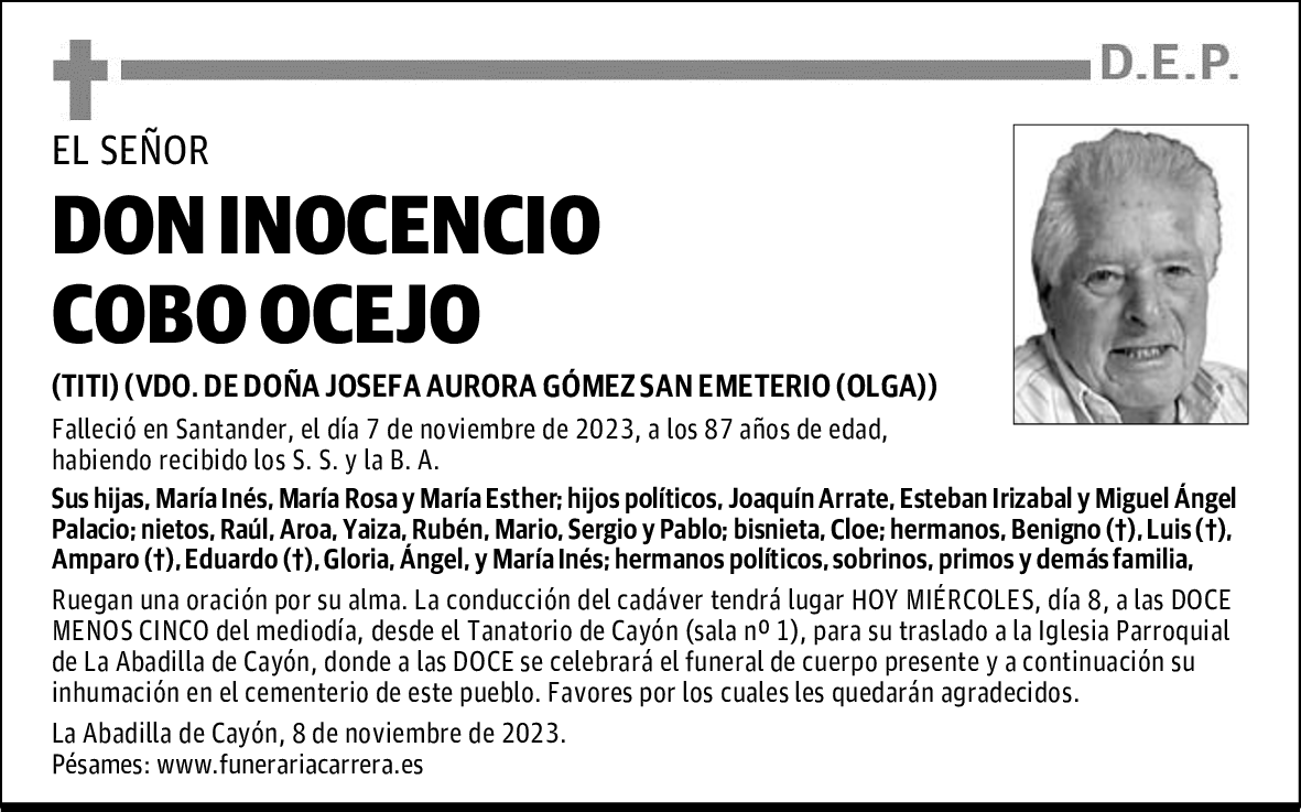 DON INOCENCIO COBO OCEJO