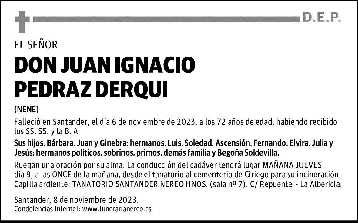 DON JUAN IGNACIO PEDRAZ DERQUI