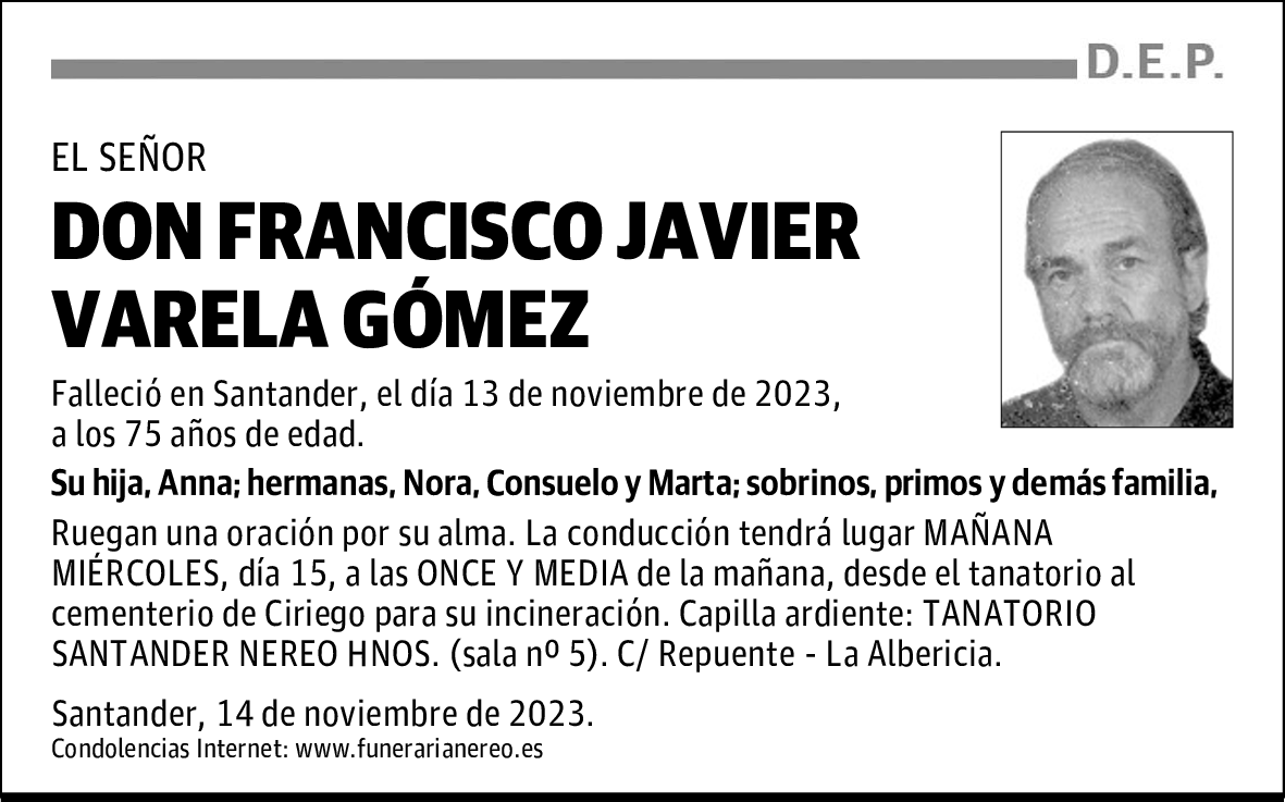 DON FRANCISCO JAVIER VARELA GÓMEZ