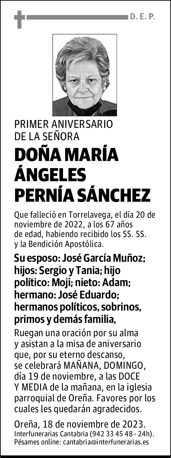 DOÑA MARÍA ÁNGELES PERNÍA SÁNCHEZ