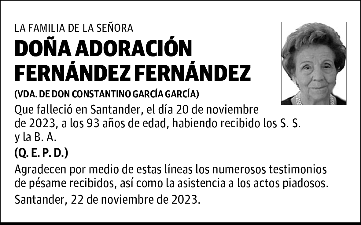 DOÑA ADORACION FERNANDEZ FERNANDEZ