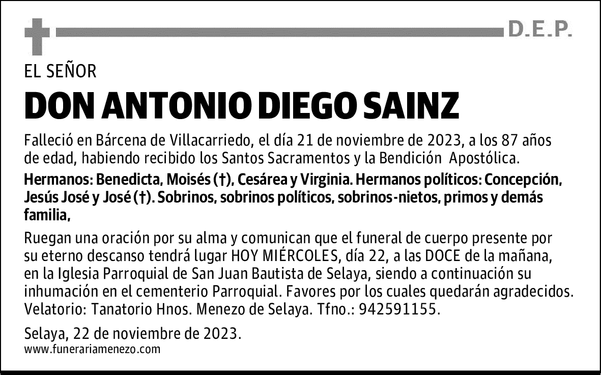 DON ANTONIO DIEGO SAINZ