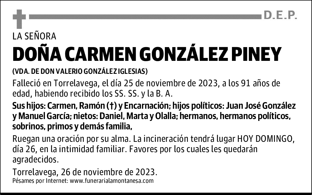 DOÑA CARMEN GONZÁLEZ PINEY