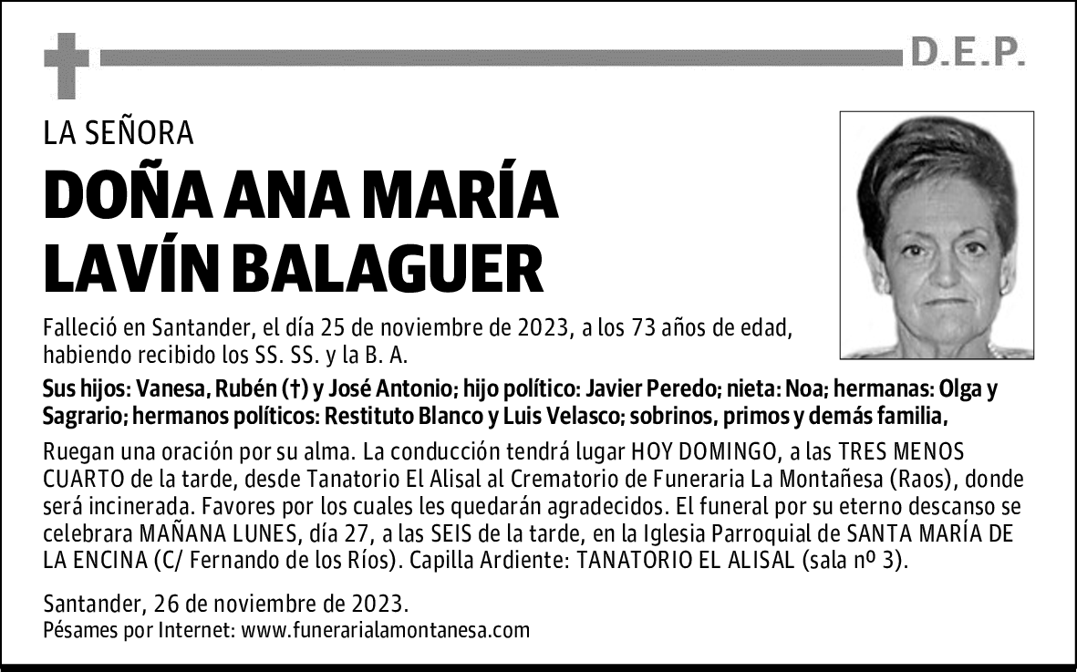 DOÑA ANA MARÍA LAVÍN BALAGUER