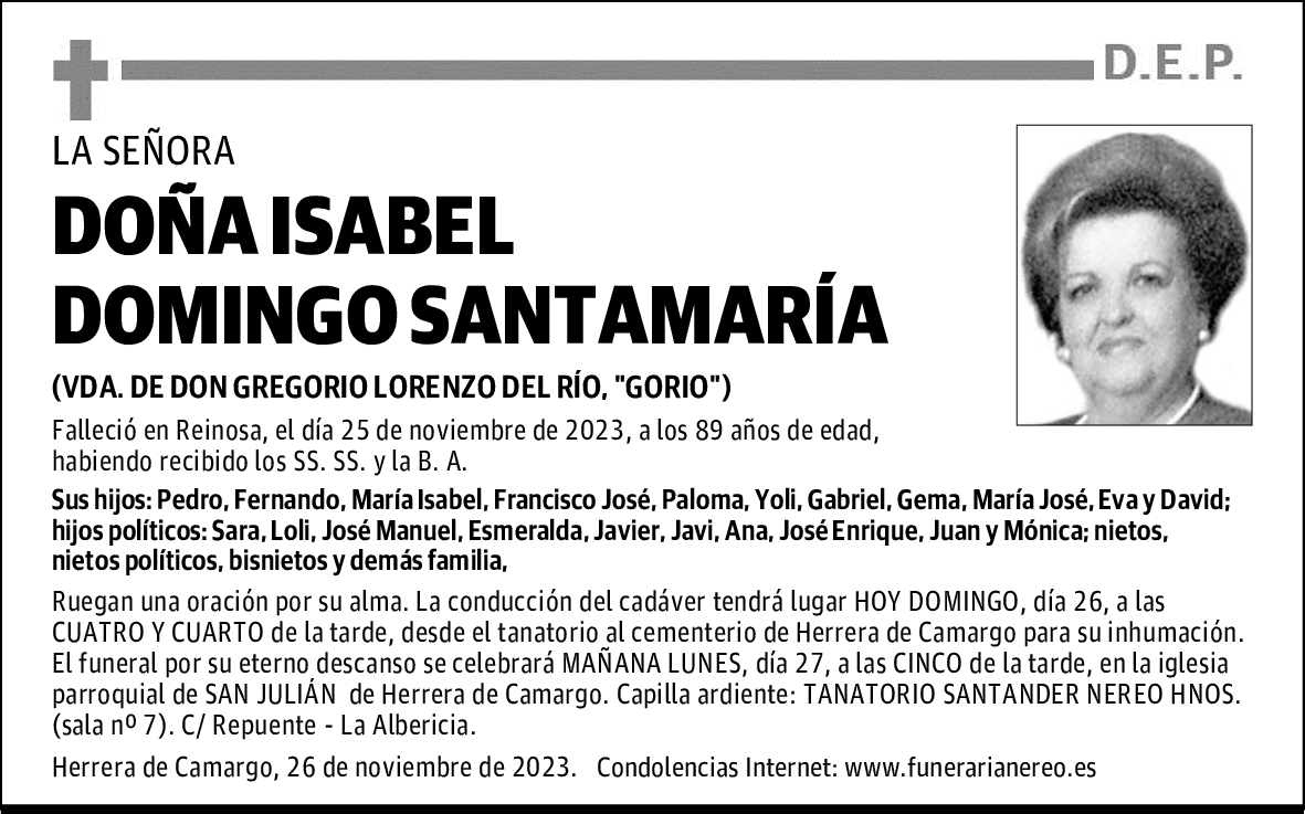 DOÑA ISABEL DOMINGO SANTAMARÍA