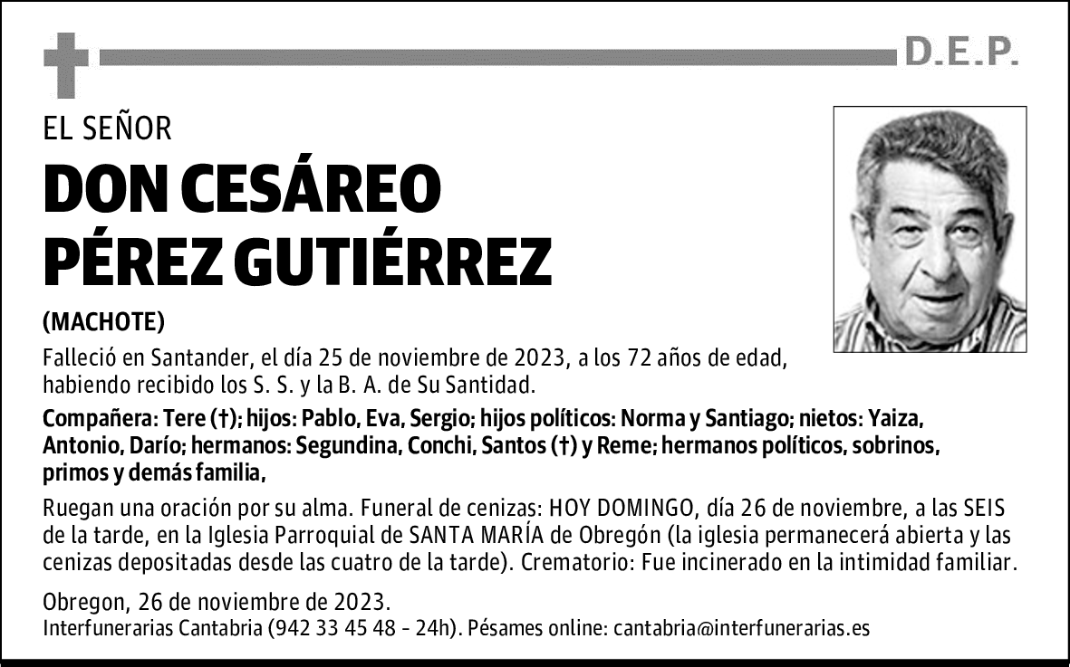 DON CESÁREO PÉREZ GUTIÉRREZ