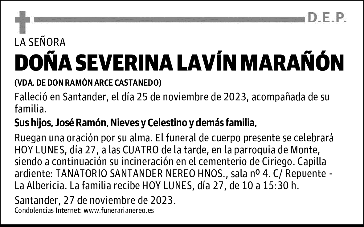 DOÑA SEVERINA LAVÍN MARAÑÓN