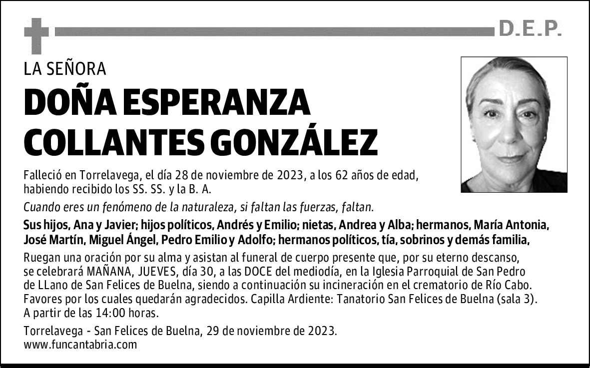 DOÑA ESPERANZA COLLANTES GONZÁLEZ