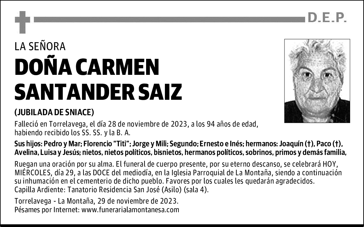 DOÑA CARMEN SANTANDER SAIZ