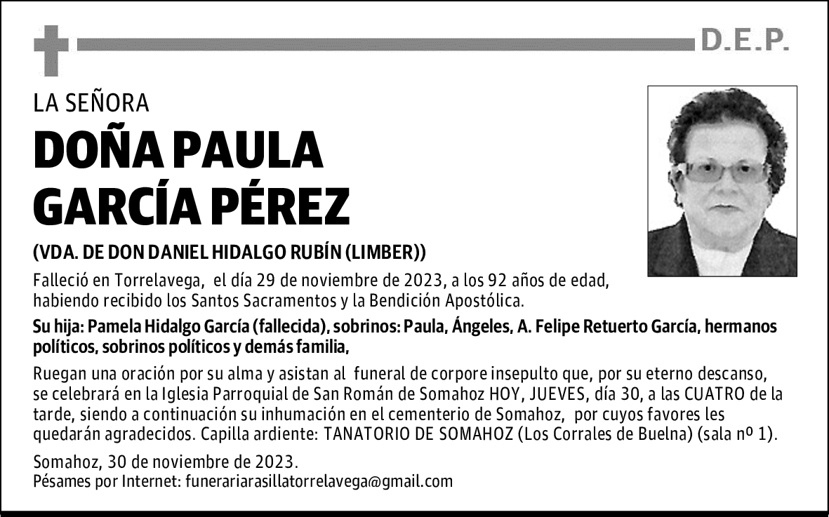 DOÑA PAULA GARCÍA PÉREZ