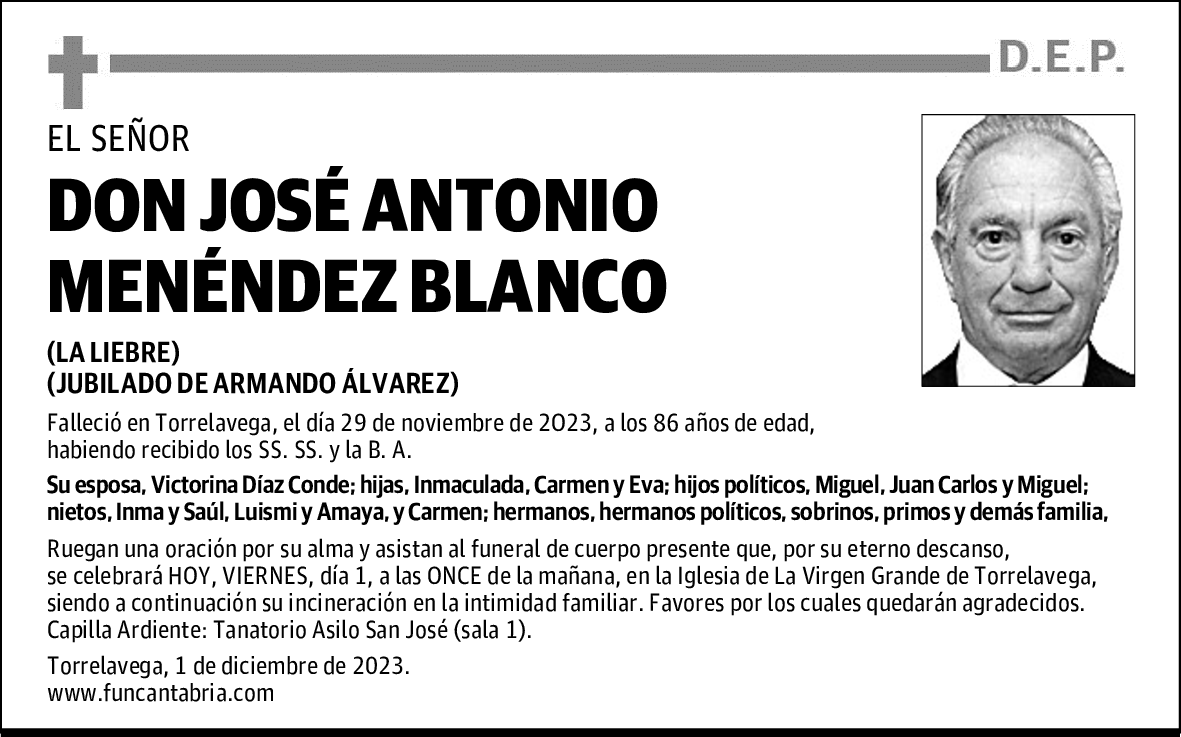 DON JOSÉ ANTONIO MENÉNDEZ BLANCO