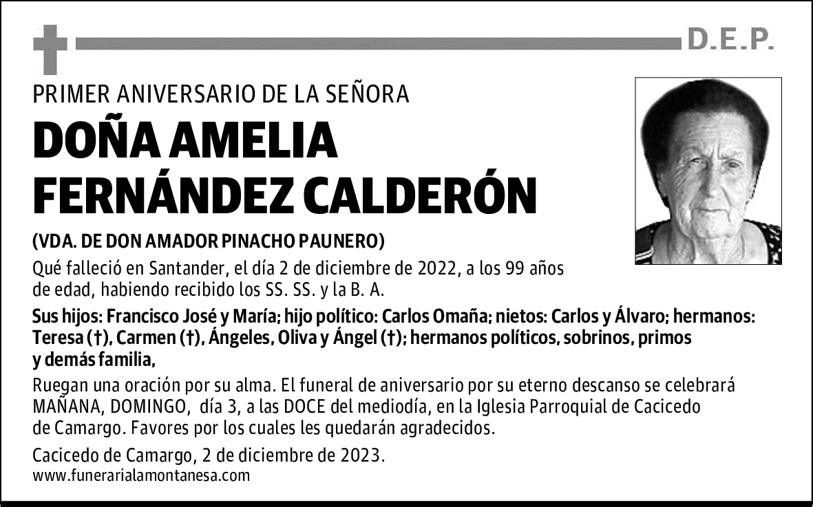 DOÑA AMELIA FERNÁNDEZ CALDERÓN
