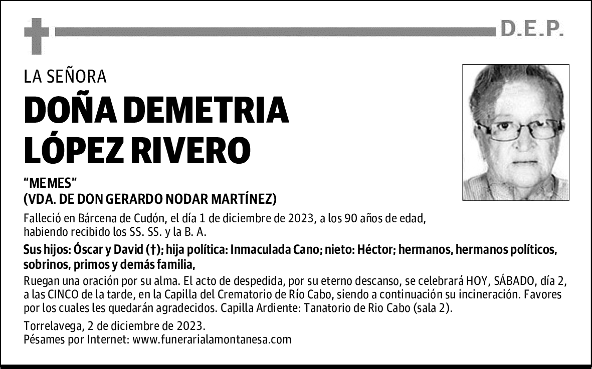 DOÑA DEMETRIA LÓPEZ RIVERO