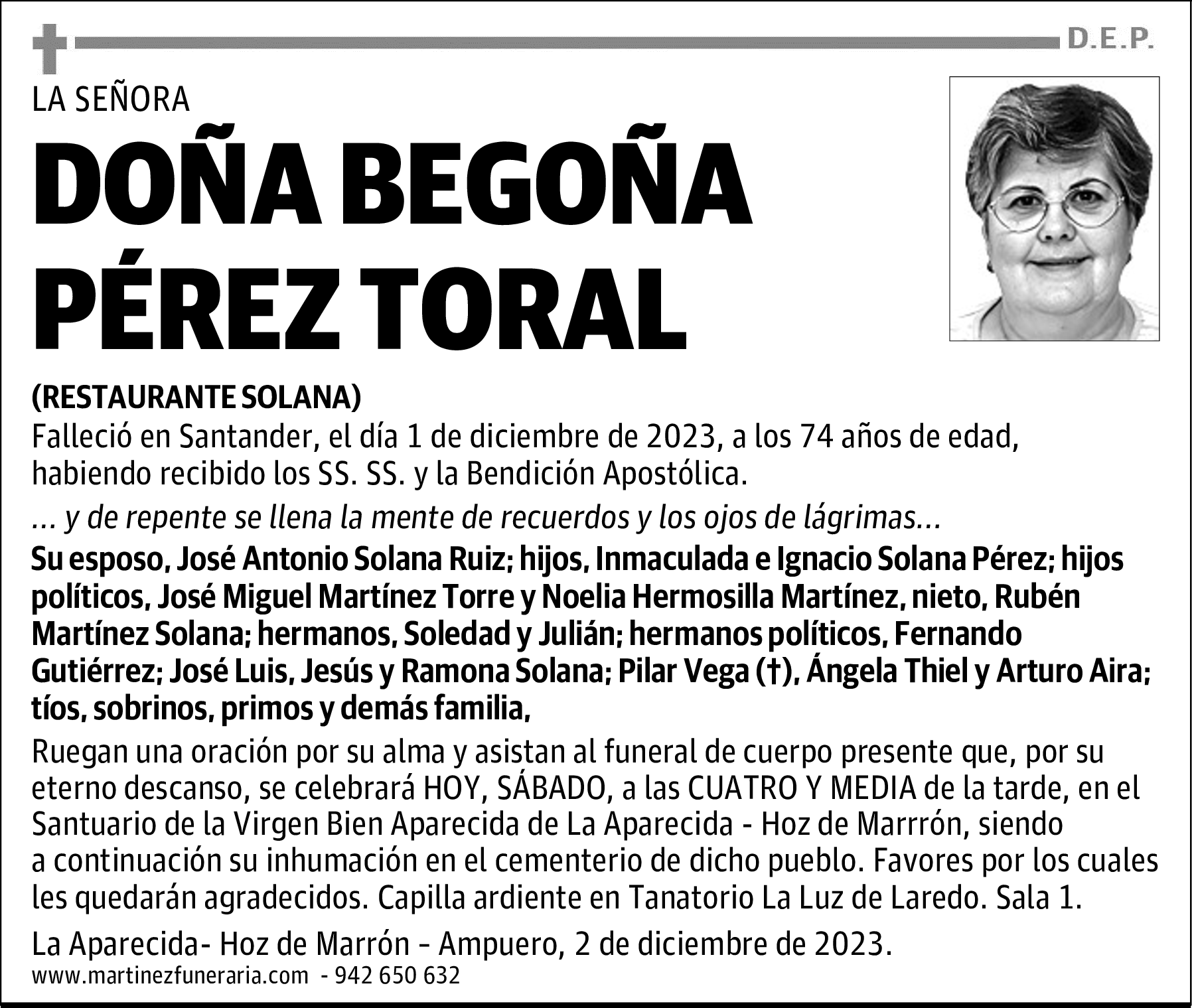DOÑA BEGOÑA PÉREZ TORAL