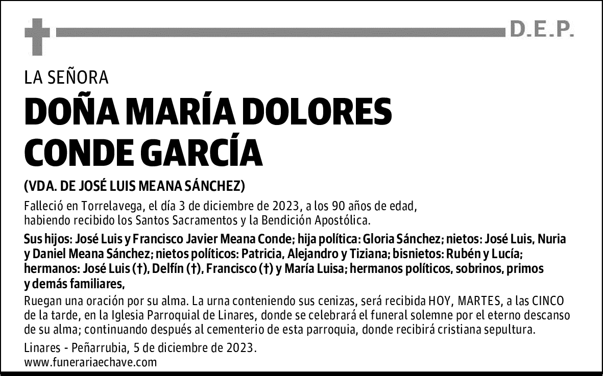DOÑA MARÍA DOLORES CONDE GARCÍA