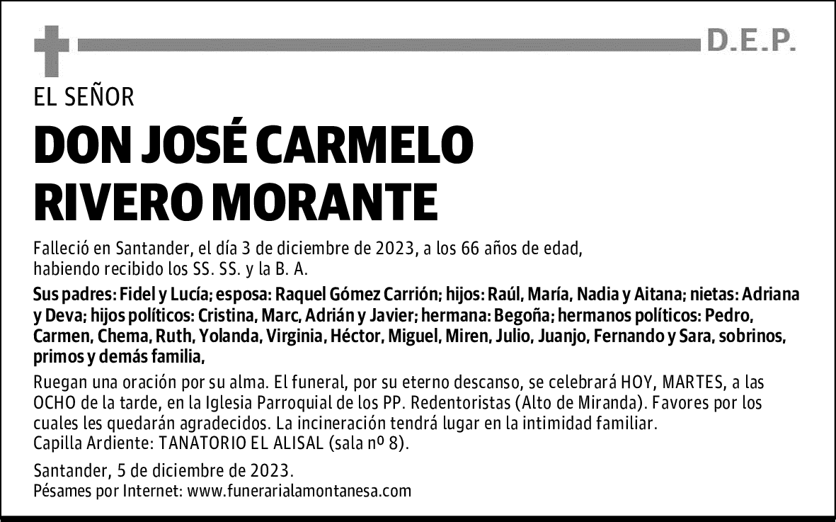 DON JOSÉ CARMELO RIVERO MORANTE